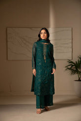 3 Piece Unstitched Chiffon Embroidered Suit (UF0015)